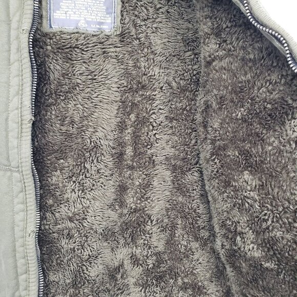 Y2K American Eagle Faux Fur Sherpa Lined Full Zip Hoodie Distressed Mens L Thick - Picture 9 of 10